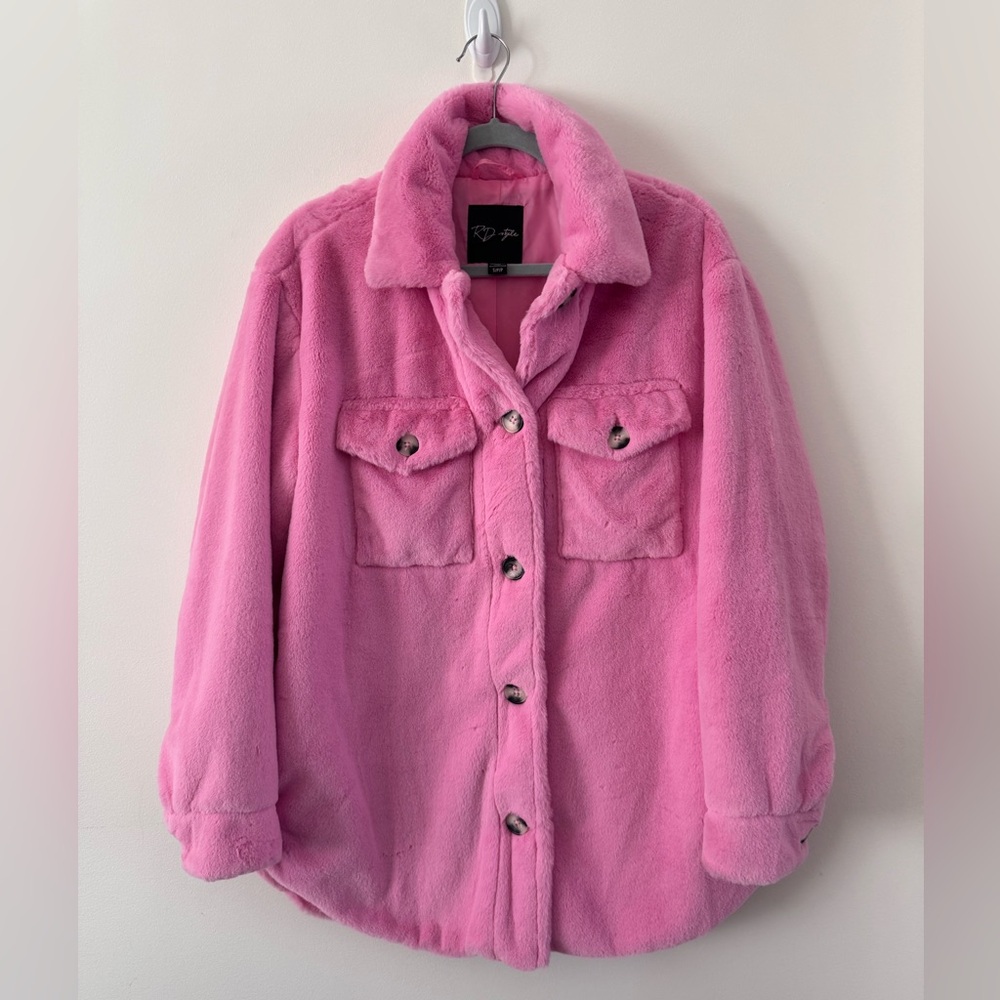 Rd Style Pink Faux Fur Shirt Jacket Small